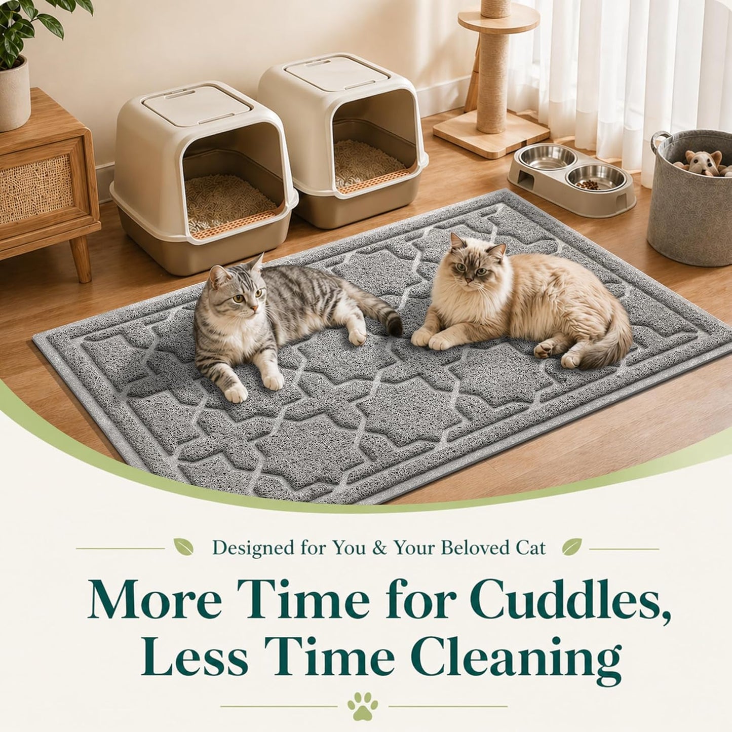 Waterproof Cat Litter Mat for Indoor Cats | Easy Clean Trapping Mat | Ateliove
