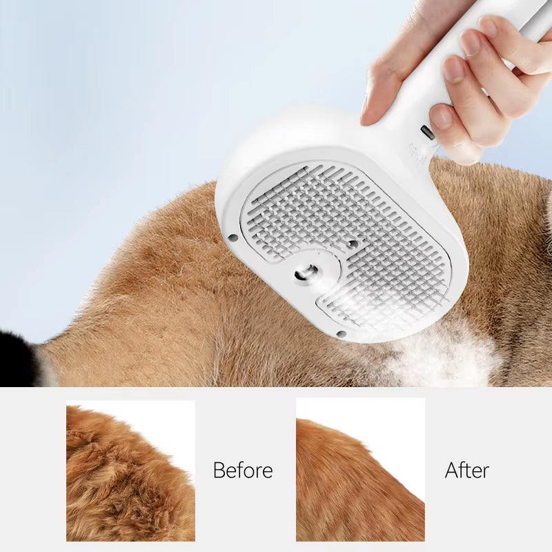 Premium Electric Pet Grooming Steam Brush | Self Cleaning Cat & Dog Hair Brush | Ateliove