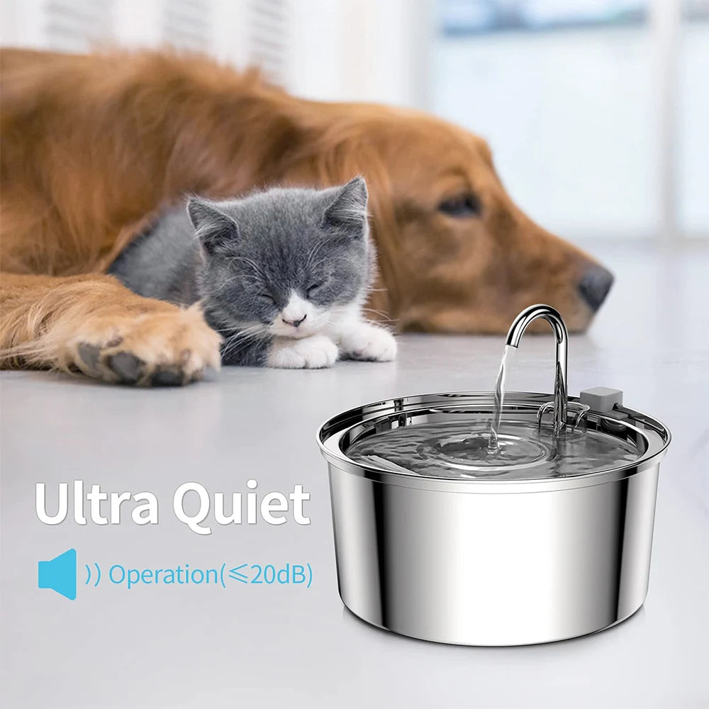 Premium Stainless Steel Cat Water Fountain with Filter | Quiet Automatic Pet Water Dispenser | Ateliove