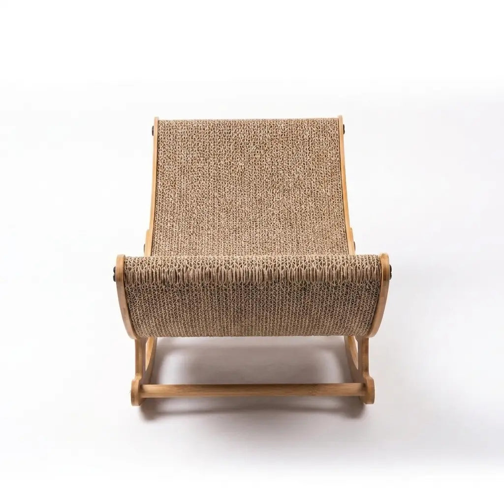 Boho Chic Rocking Cat Scratcher Bed – 2-in-1 Lounge Chair & Scratching Post for Indoor Cats, Anti-Anxiety Design, Perfect for Medium to Large Cats and Kittens