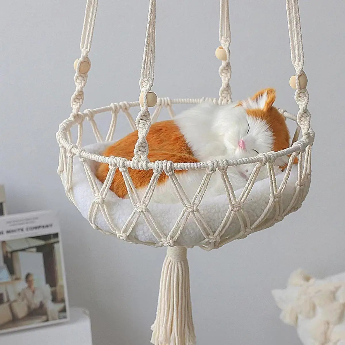 Premium Hanging Cat Hammock | Woven Swing Bed for Indoor Cats | Ateliove