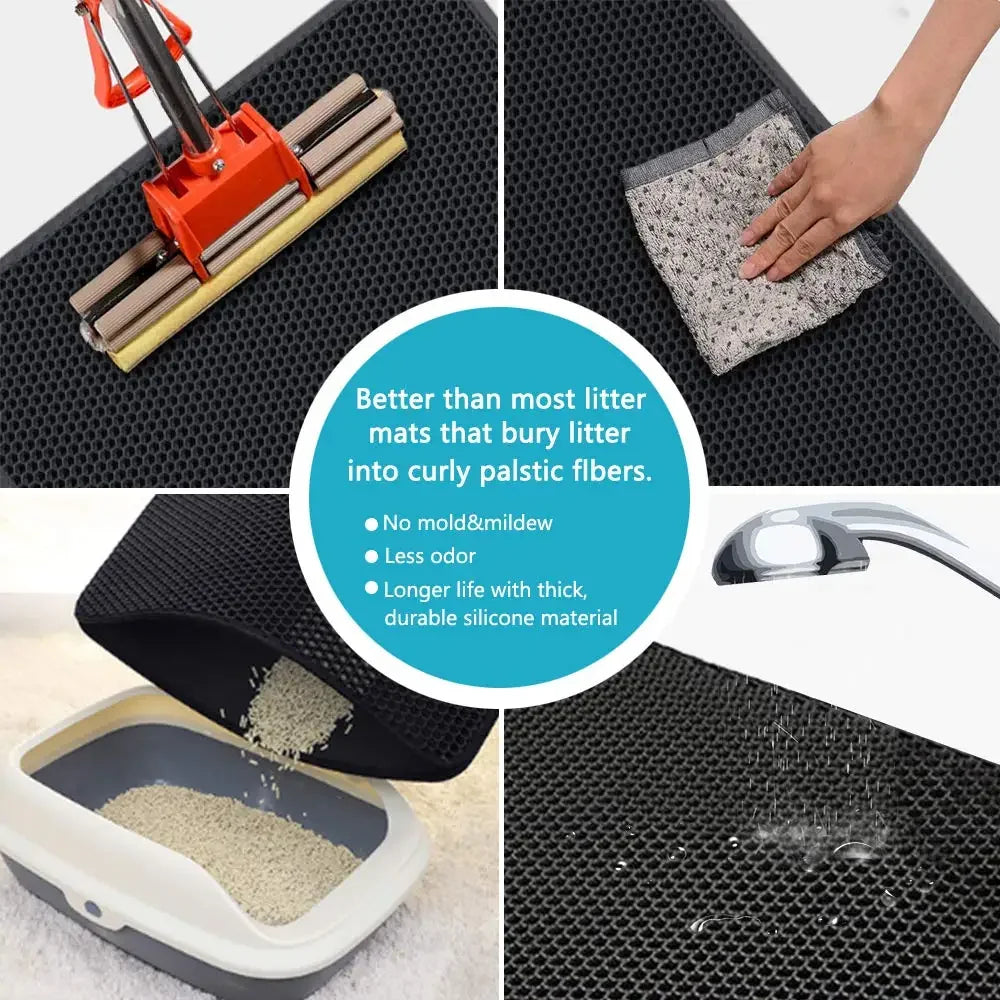 Premium Waterproof Double Layer Cat Litter Mat | Non-Slip Trapping Litter Mat | Ateliove