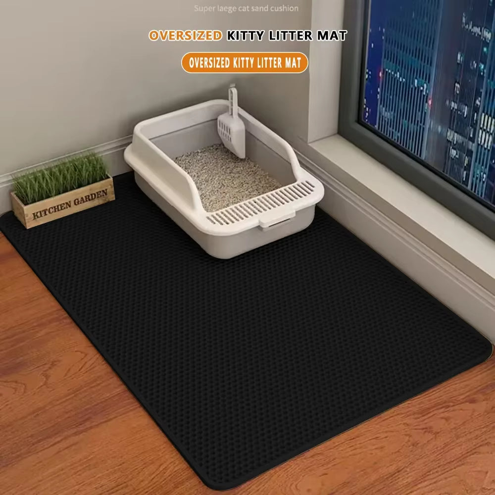 Large Waterproof Double Layer Cat Litter Mat | Non-Slip Litter Trapping Mat for Indoor Cats | Ateliove