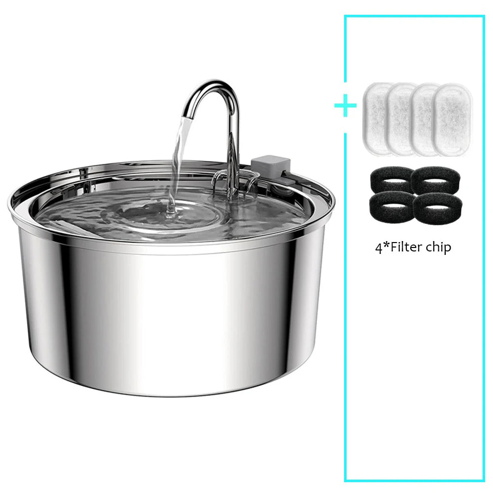Premium Stainless Steel Cat Water Fountain with Filter | Quiet Automatic Pet Water Dispenser | Ateliove