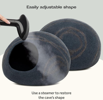 Premium Felt Cat Cave Bed for Indoor Cats | Handmade Merino Wool Hideaway | Ateliove