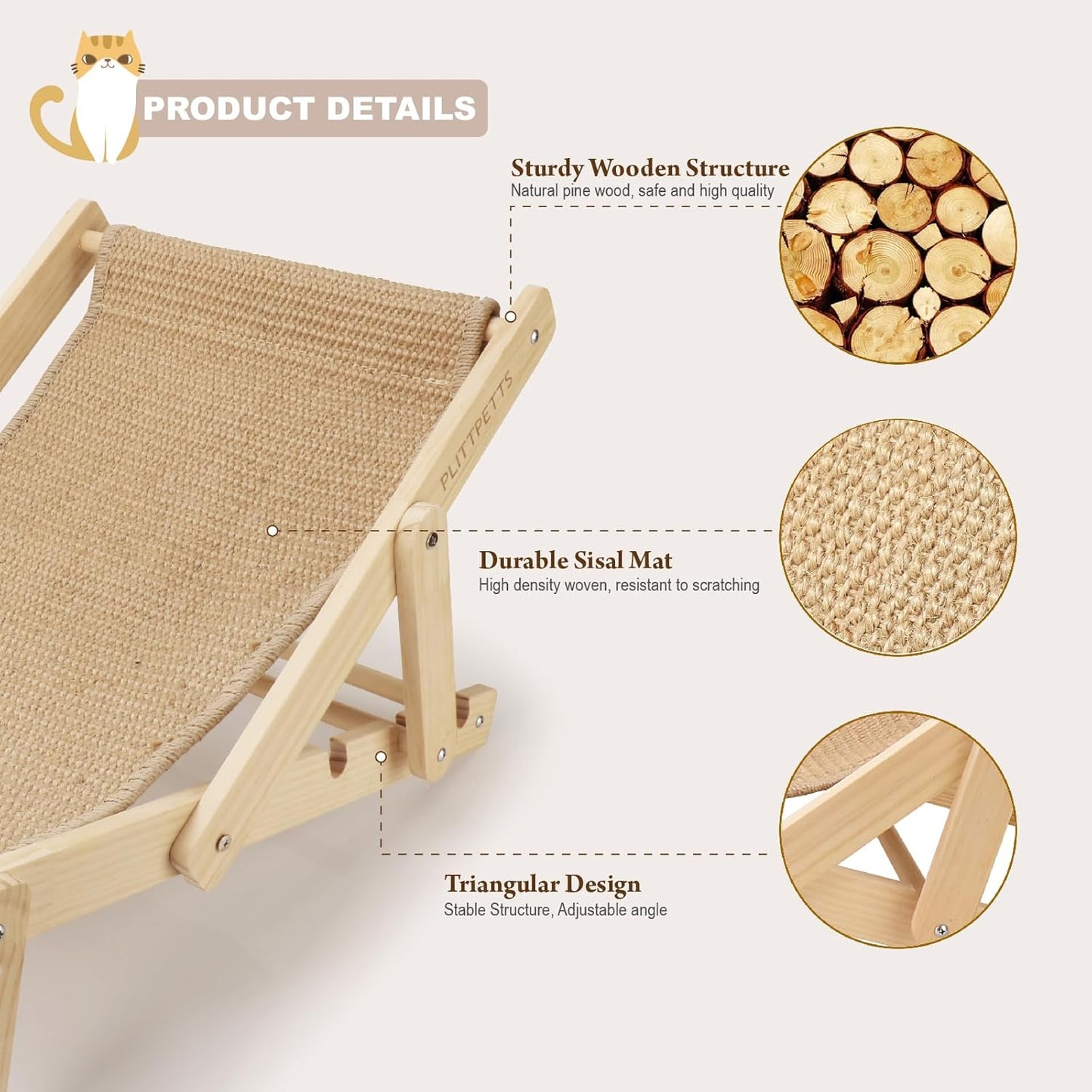 Premium Adjustable Sisal Cat Lounger | 2-in-1 Scratcher Bed | Ateliove