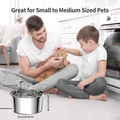 Premium Stainless Steel Cat Water Fountain with Filter | Quiet Automatic Pet Water Dispenser | Ateliove