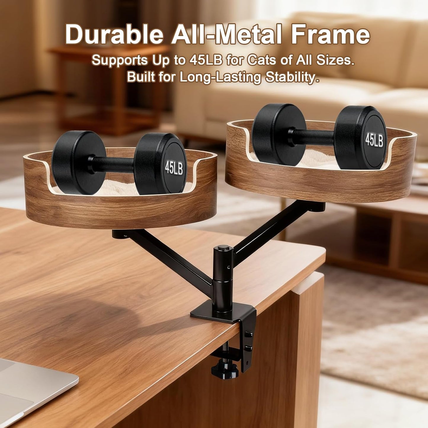 Premium Adjustable Cat Desk Bed with Hammock | Space-Saving Rotating Cat Perch | Ateliove