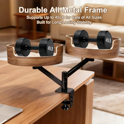 Premium Adjustable Cat Desk Bed with Hammock | Space-Saving Rotating Cat Perch | Ateliove
