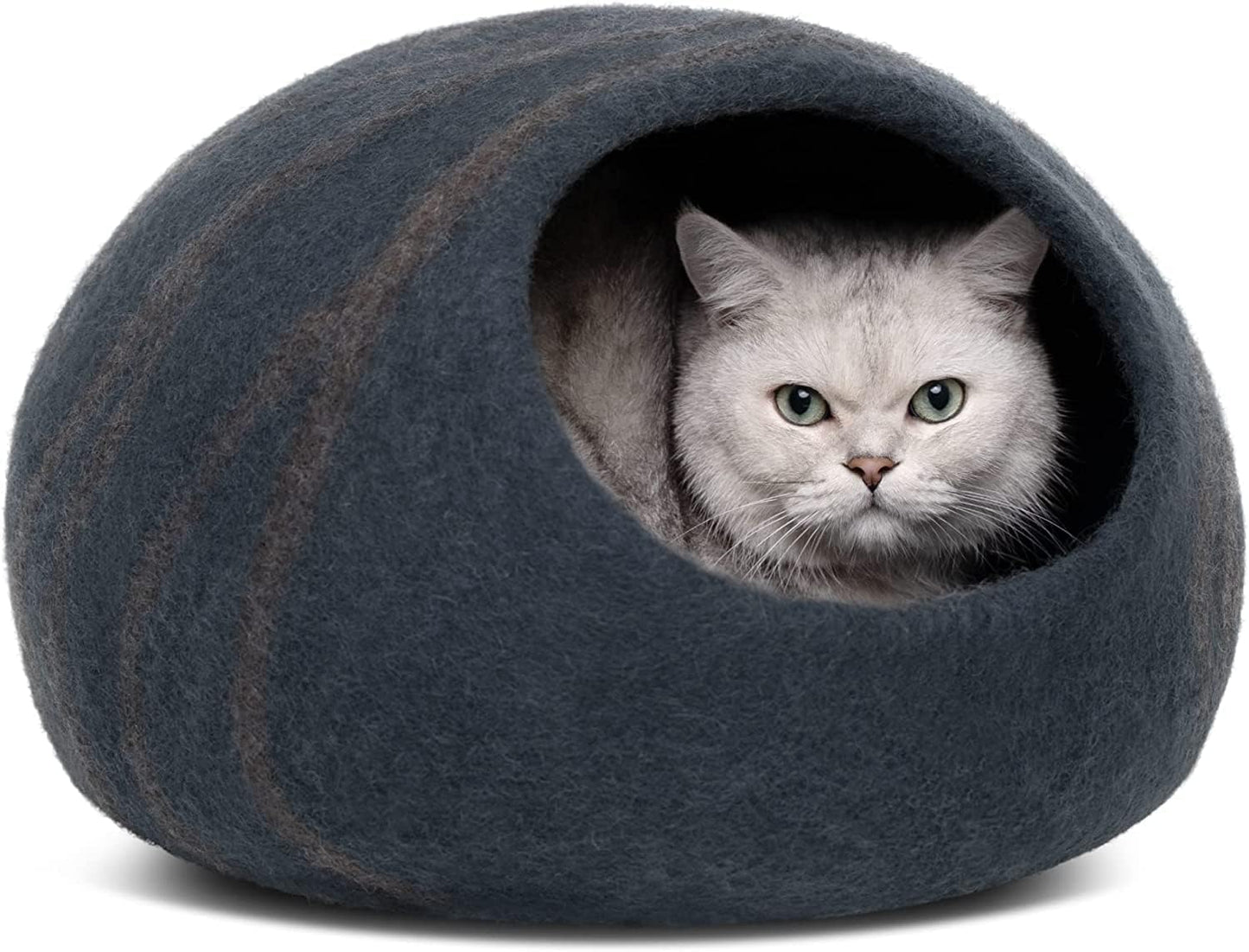 Premium Felt Cat Cave Bed for Indoor Cats | Handmade Merino Wool Hideaway | Ateliove