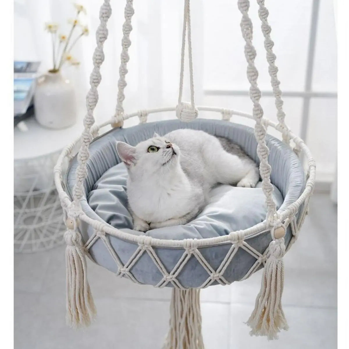 Premium Hanging Cat Hammock | Woven Swing Bed for Indoor Cats | Ateliove