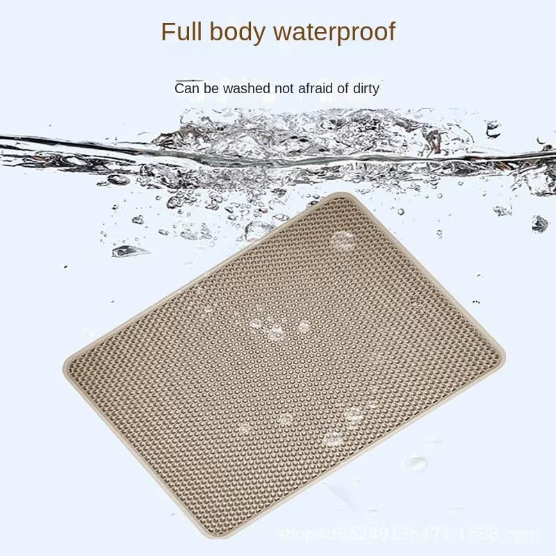 Large Waterproof Double Layer Cat Litter Mat | Non-Slip Litter Trapping Mat for Indoor Cats | Ateliove