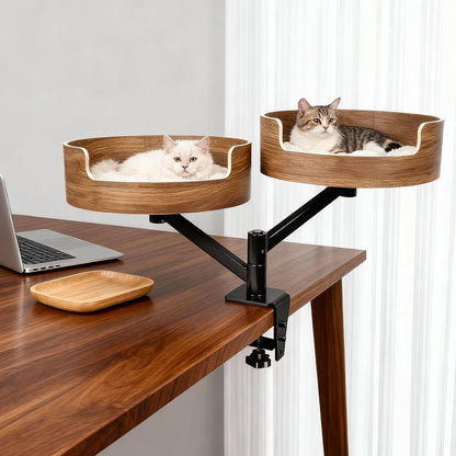 Premium Adjustable Cat Desk Bed with Hammock | Space-Saving Rotating Cat Perch | Ateliove