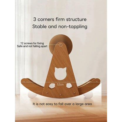 Multi - Functional Cat Scratcher Toy | Natural Bamboo & Sisal Material, Rocking Cradle + Interactive Ball, Fulfills Cats’ Scratching & Playing Needs