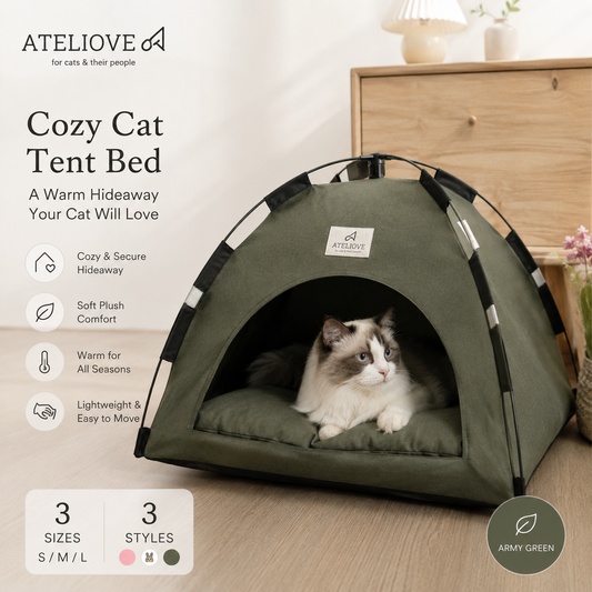 Premium Cozy Cat Tent Bed | Soft Indoor Cat House | Ateliove