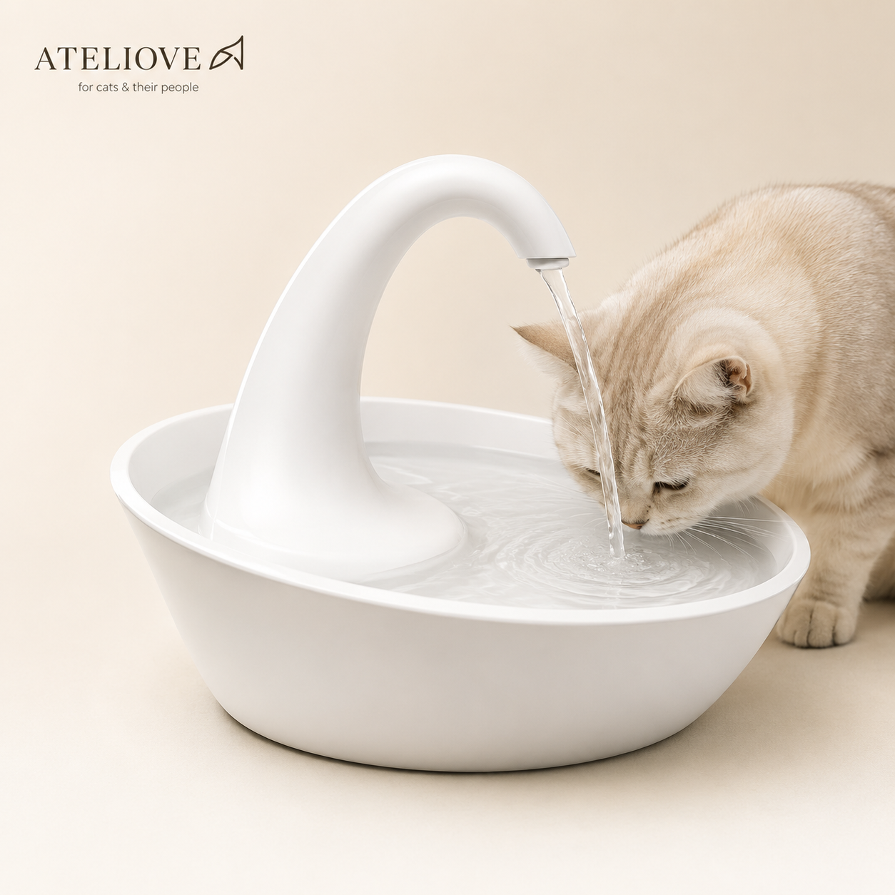 Premium Swan Cat Water Fountain | Automatic Water Dispenser for Cats | Ateliove
