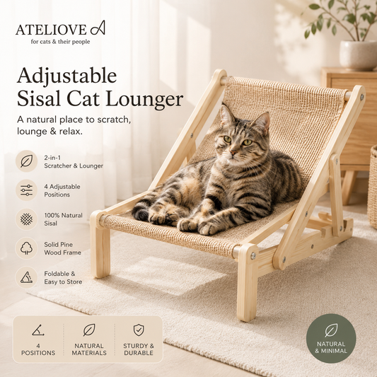 Premium Adjustable Sisal Cat Lounger | 2-in-1 Scratcher Bed | Ateliove