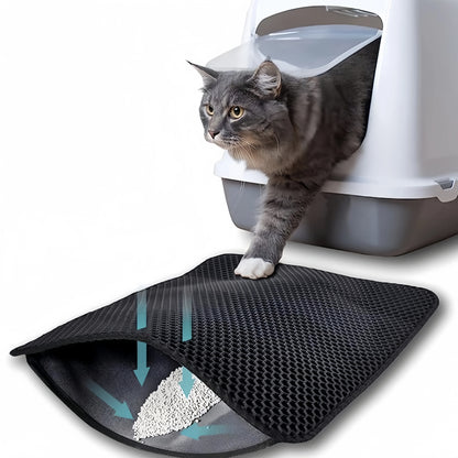 Large Waterproof Double Layer Cat Litter Mat | Non-Slip Litter Trapping Mat for Indoor Cats | Ateliove