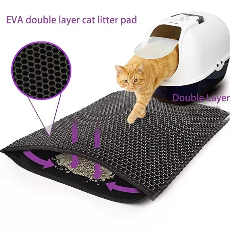 Premium Waterproof Double Layer Cat Litter Mat | Non-Slip Trapping Litter Mat | Ateliove