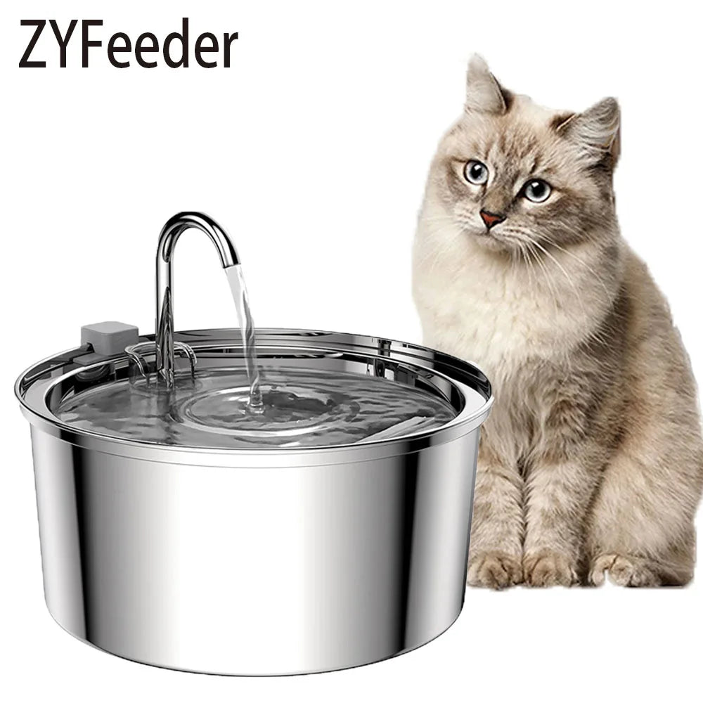 Premium Stainless Steel Cat Water Fountain with Filter | Quiet Automatic Pet Water Dispenser | Ateliove