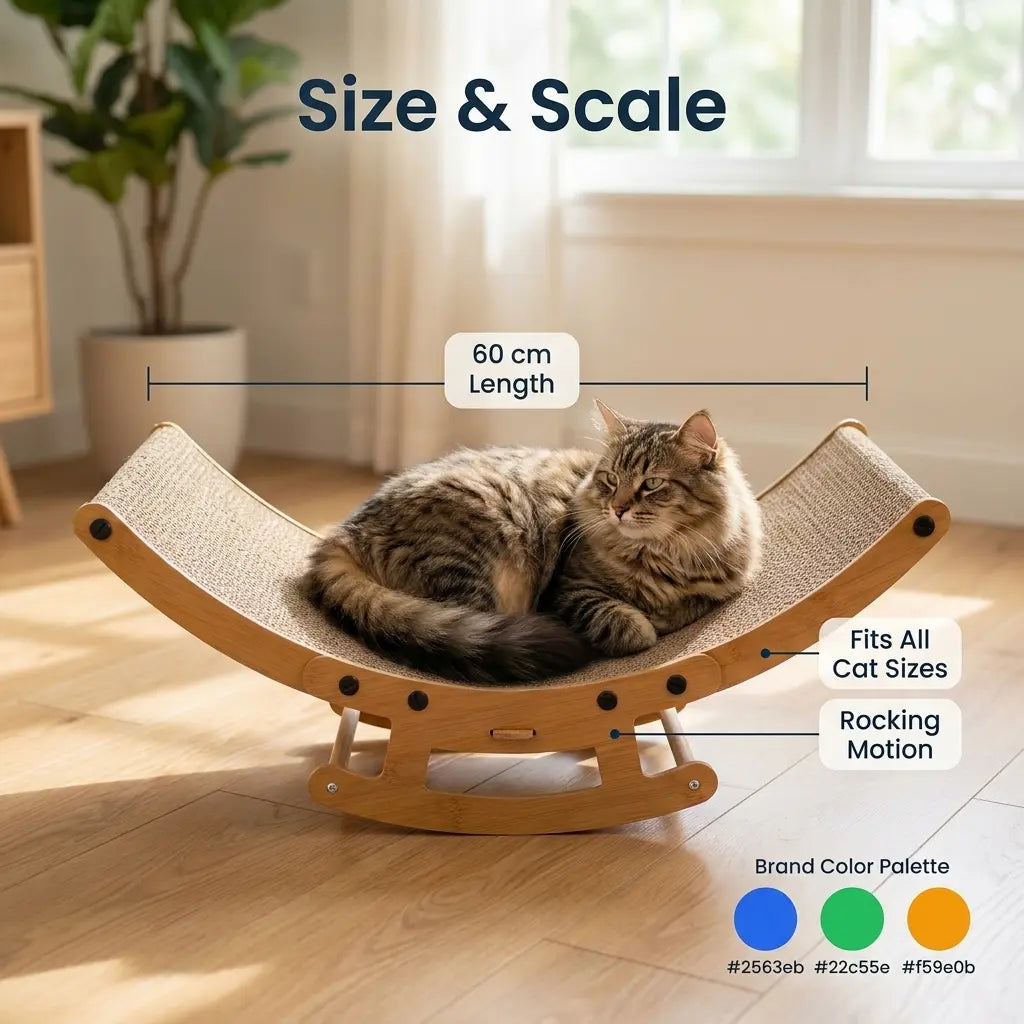 Boho Chic Rocking Cat Scratcher Bed – 2-in-1 Lounge Chair & Scratching Post for Indoor Cats, Anti-Anxiety Design, Perfect for Medium to Large Cats and Kittens