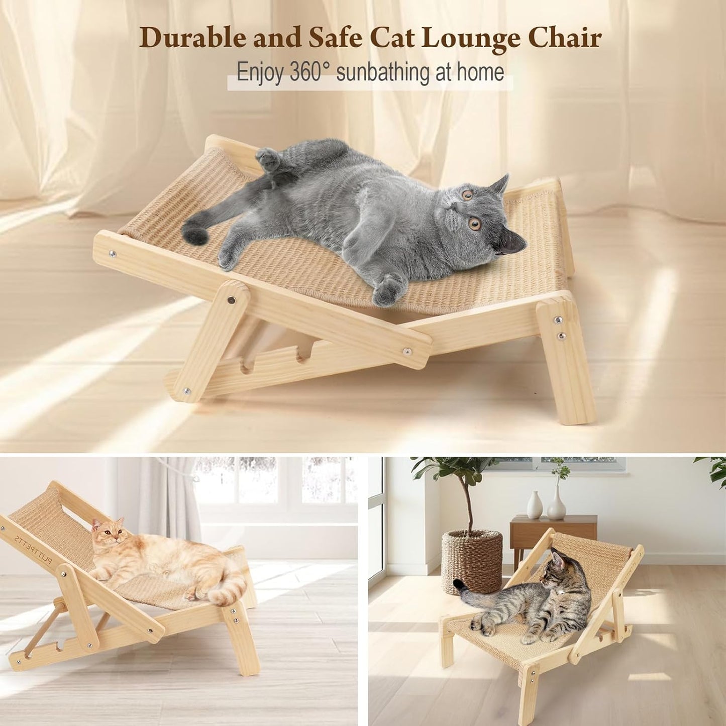 Premium Adjustable Sisal Cat Lounger | 2-in-1 Scratcher Bed | Ateliove