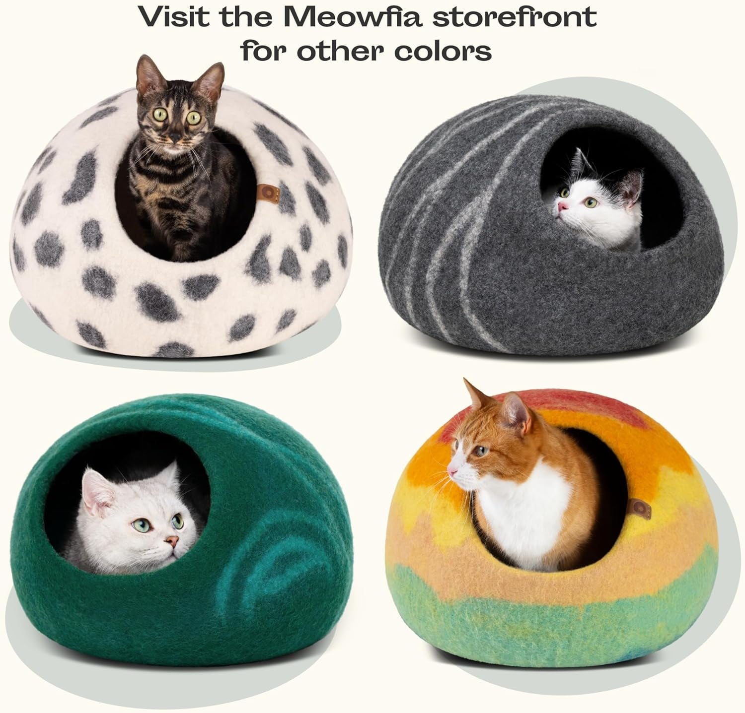 Premium Felt Cat Cave Bed for Indoor Cats | Handmade Merino Wool Hideaway | Ateliove