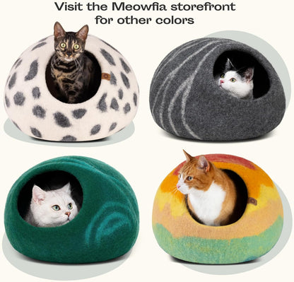 Premium Felt Cat Cave Bed for Indoor Cats | Handmade Merino Wool Hideaway | Ateliove