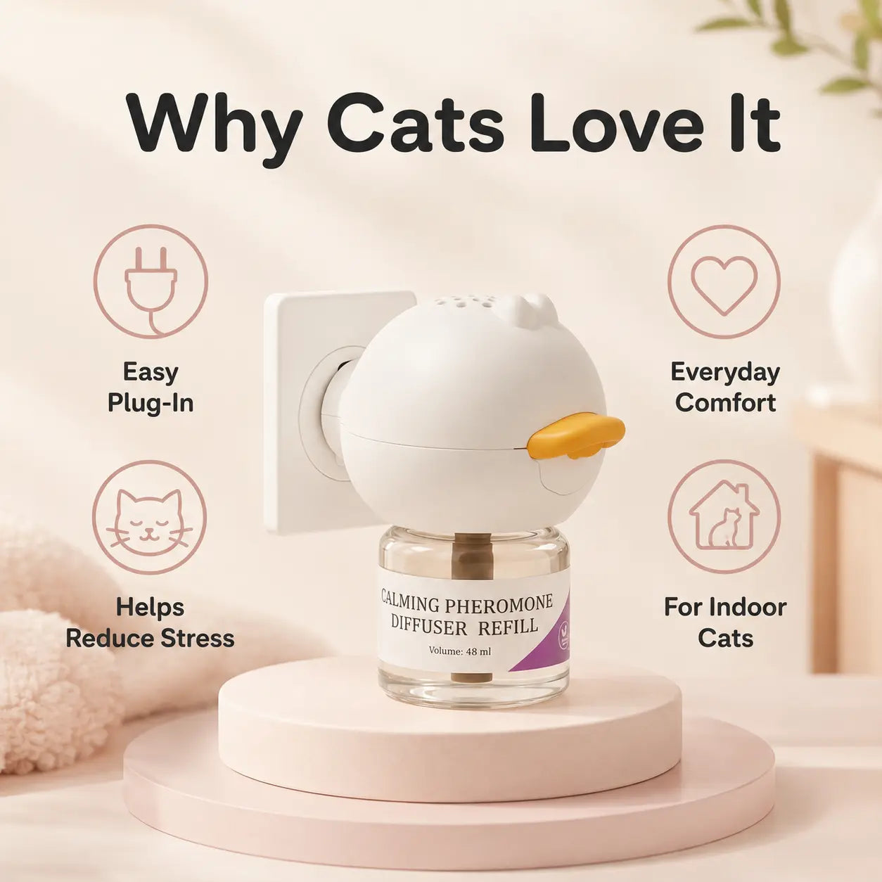 Cat Calming Pheromone Diffuser Kit with 48ml Refill for Indoor Cats | Ateliove