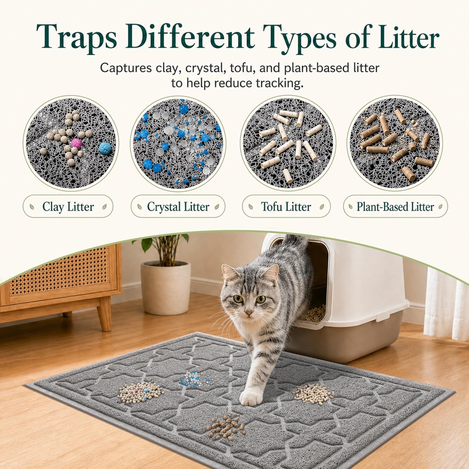 Waterproof Cat Litter Mat for Indoor Cats | Easy Clean Trapping Mat | Ateliove