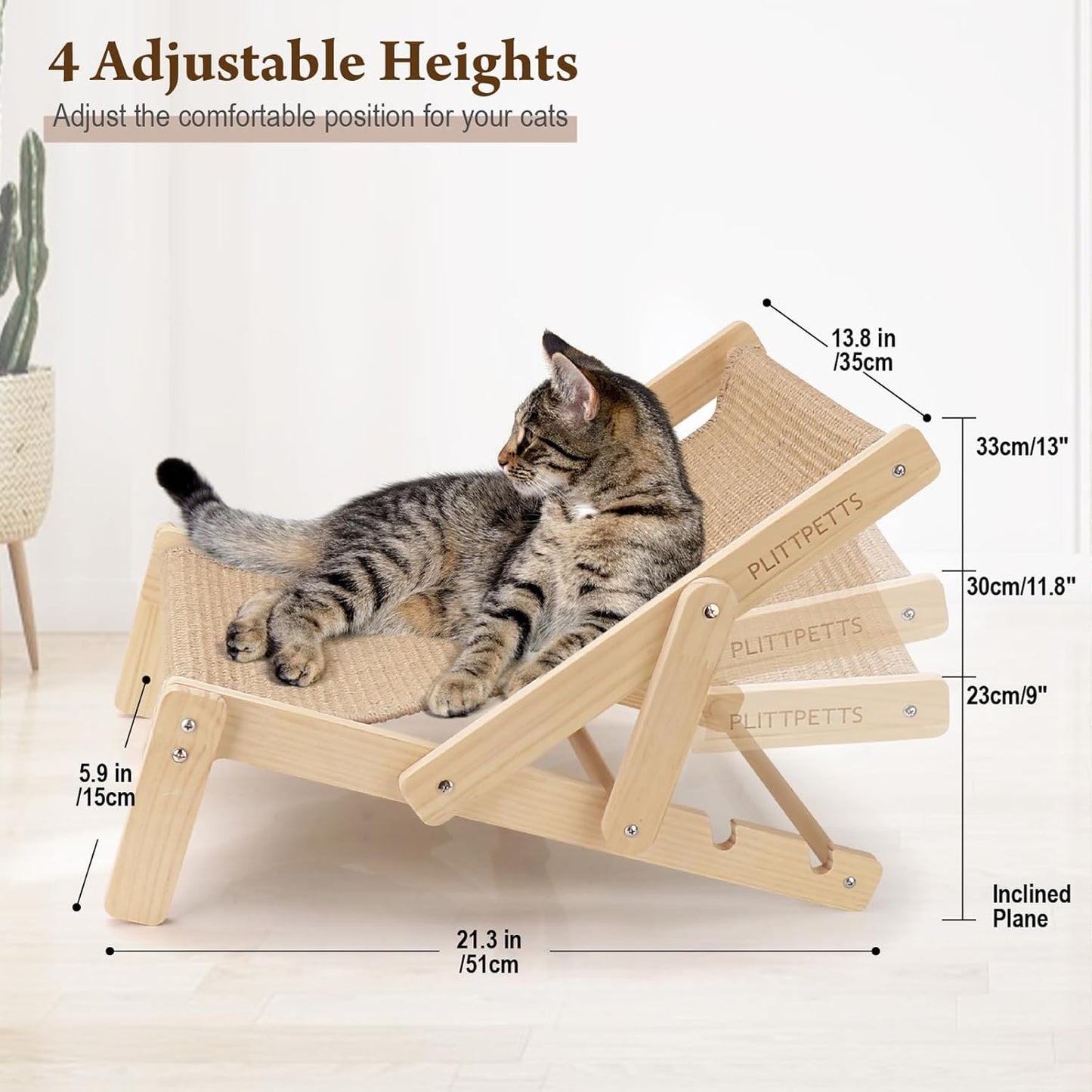 Premium Adjustable Sisal Cat Lounger | 2-in-1 Scratcher Bed | Ateliove