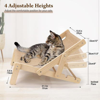 Premium Adjustable Sisal Cat Lounger | 2-in-1 Scratcher Bed | Ateliove